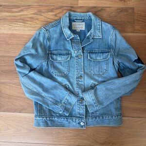 All saints denim jacket with embroidered birds